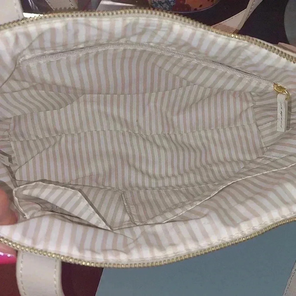 NWOT JOY MANGANO Double Decker Leather Tan Tote Purse with matching Wristlet - Picture 10 of 11